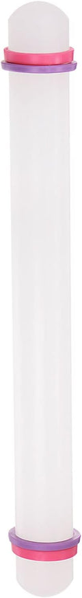 HARFINGTON Fondant Rolling Pin 13 Inch x 0.98 Inch Adjustable Guide Rings Non-Stick PP Plastic Fondant Roller Dough Roller Kitchen Decorating Tools for Cookie Pastry Pizza Clay