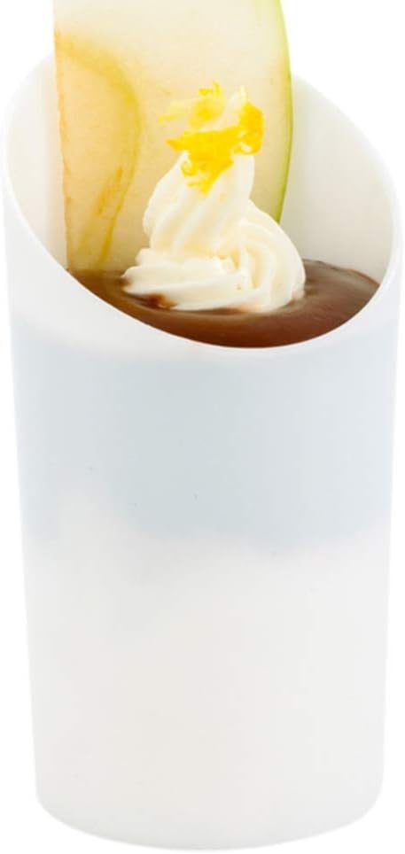 Restaurantware 5 Ounce Mini Dessert Cups 100 Disposable Parfait Cups - Round Slanted Clear Plastic Shooter Cups Serve Appetizers Snacks or Samples For Weddings Catered Events or Parties