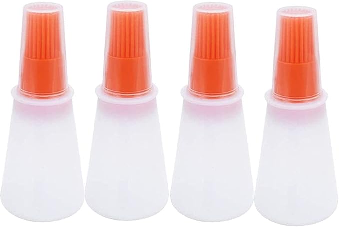Silicone Oil bottle brush，BBQ/Pastry Basting Brushes,Silicone Cooking Grill Barbecue Baking Pastry Oil/Honey/Sauce Bottle Brush (4 PCS,orange)