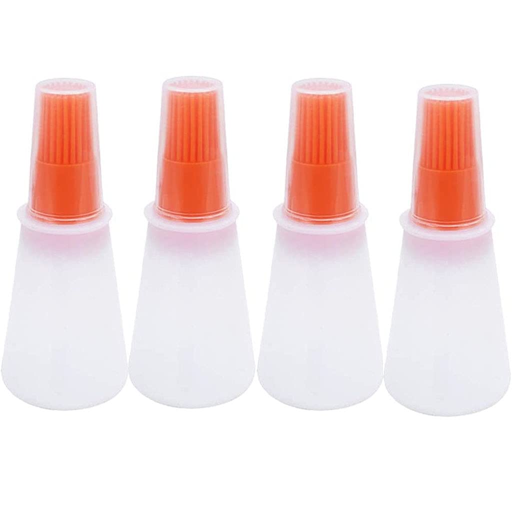 Silicone Oil bottle brush，BBQ/Pastry Basting Brushes,Silicone Cooking Grill Barbecue Baking Pastry Oil/Honey/Sauce Bottle Brush (4 PCS,orange)