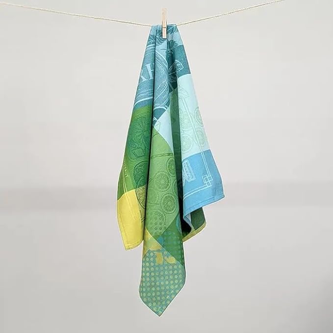 Garnier Thiebaut Mojito Menthe (Mint Mojito) French Kitchen Towel 22"x30", Cotton, Jacquard