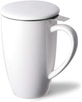 Sweejar Porcelain Tea Infuser Mug with Lid, 20 oz Teacup with Strainers for Loose Leaf Tea, Microwave and Dishwasher Safe Coffee Mug(Jade)