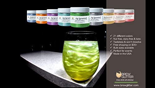 Blue BREW GLITTER Edible Glitter For Drinks, Cocktails, Beer, Garnish Glitter & Beverages | KOSHER & HALAL Certified | 100% Edible & Food Grade | Vegan, Gluten, Nut Free (50g, Blue)