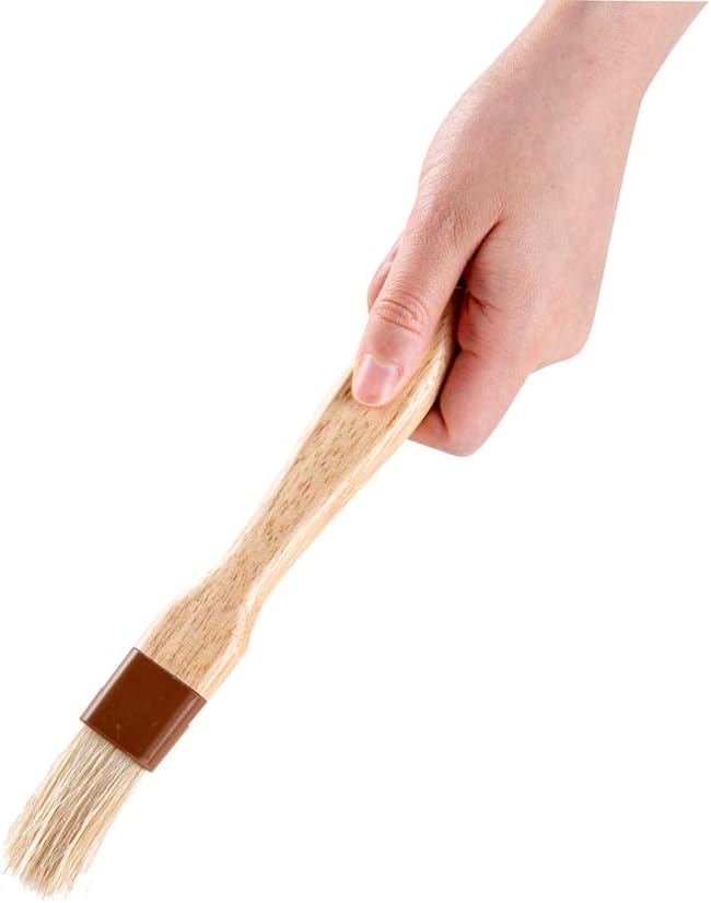Restaurantware Pastry Tek 8.4 Inches Buttering Brush 1 Boar Bristles Pastry Brush - Hardwood Handle Built-In Hanging Hole Wood Basting Brush Sturdy Ferrule For Glazing And Basting