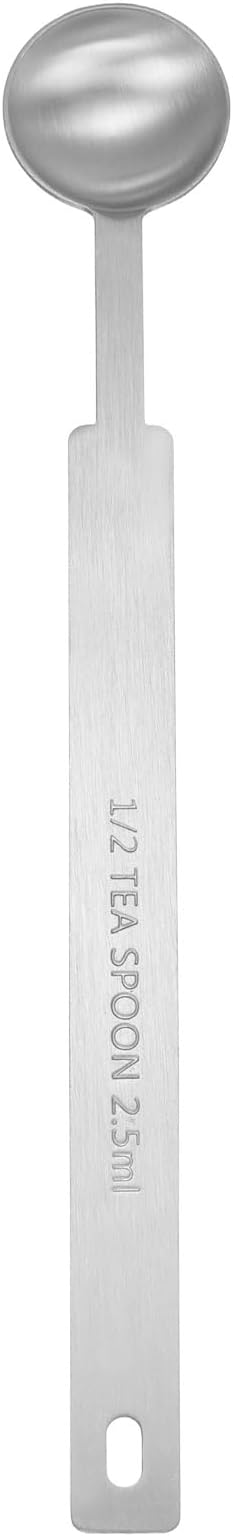 HARFINGTON Single Measuring Spoon 1/2tsp (1/6tbsp, 2.5ml) Teaspoon/Tablespoon 430 Stainless Steel Single Tiny Square Bowl Measuring Spoon Long Handle Measure Scoop