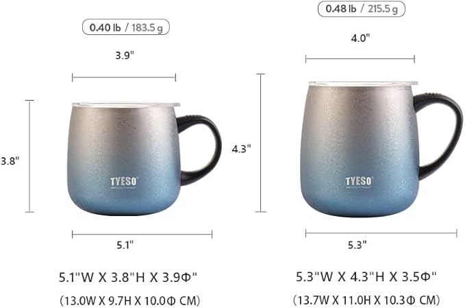 TYESO Office Coffee Mug,Vacuum Insulated Mug Double Wall Stainless Steel Tumbler Cup, Thermal Coffee Mug (Purple, 16 oz)
