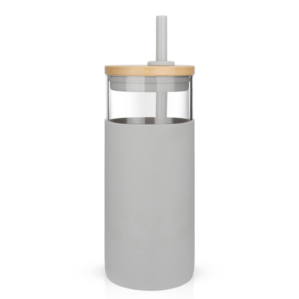 Tronco 20 oz Glass Tumbler with Lids and Straws, Reusable Iced Coffee Cups