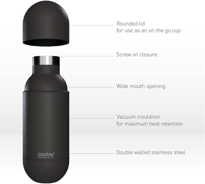 asobu Orb Stainless Steel Double Wall Insulated Travel Water Bottle – Lid Doubles as a Cup 14 Ounce (Teal)