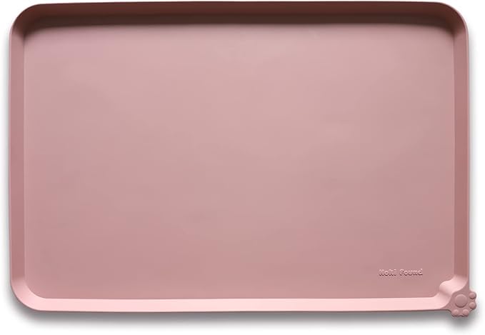 Hoki Found XX-Large Silicone Pet Feeding Mats - Non Slip Cat Dog Bowl Mats - Waterproof for Carpet - Dark Olive — 24" x 16"