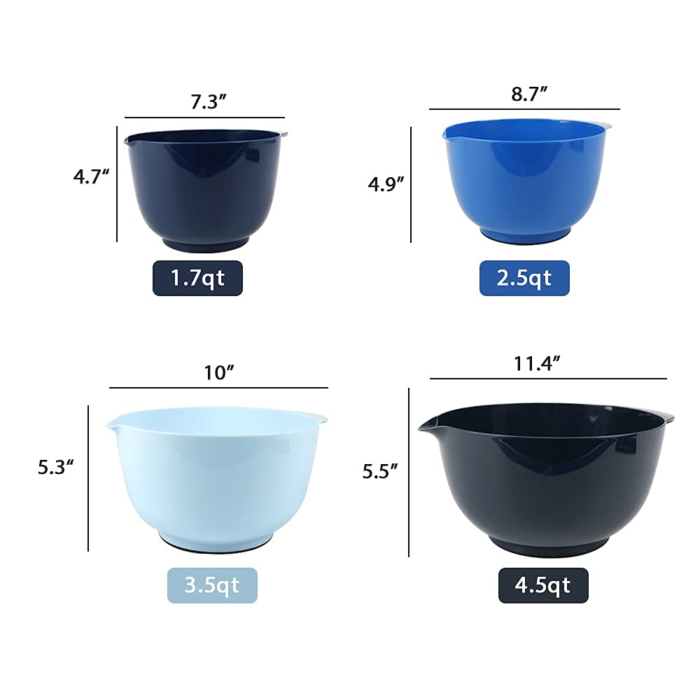 BoxedHome Classic Mixing Bowls Set of 4, BPA Free Plastic, Microwave Safe