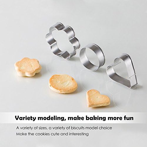 Metal Cookie Cutters Set- Heart, Star, Round, Flower - 12Pcs Cookie Cutters - Heart Star Cookie Cutter Round Small Cutter Flower Cookie Cutter for Baking