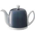 Degrenne Salam Luxury French Tea Pot - Porcelain Teapot with Blue Aluminum Cover, Ceramic Tea Kettle for Loose Tea, Removable Infuser, 4 Cup Capacity, 24oz - Colbalt Blue