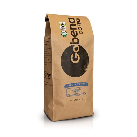 Gobena Coffee 5lb Fair Trade Organic Certified Mexican Chiapas Ground Medium Roast,100% Arabica Specialty Coffee, 5 pounds, Bulk