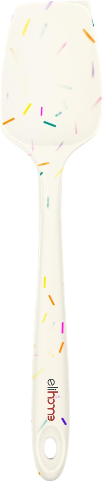 Elihome Skinny Silicone Spoonula - Non-Stick Heat Resistant Silicone Scraper Spatula for Mixing, Serving, Scraping, Stirring, and More - 11 Inch, Sprinkles