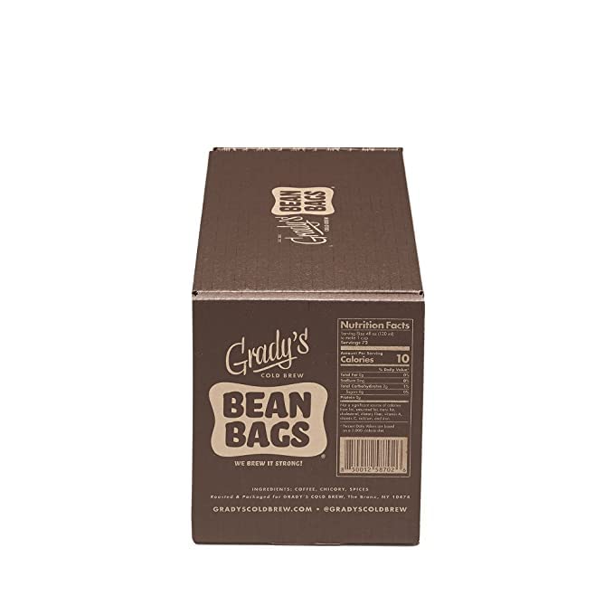 GRADY’S COLD BREW, French Vanilla, 100% Arabica Ground Coffee & Chicory Pouches | SIX Bundles of 4 Easy-to-Brew Bean Bags, Makes 72 drinks