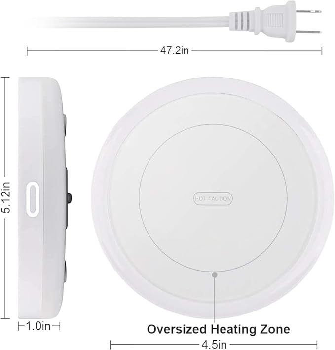 BESTINNKITS Smart Coffee Set Auto On/Off Gravity-Induction Mug Office Desk Use, Candle Wax Cup Warmer Heating Plate (Up to 131F/55C), 14oz (White Set)