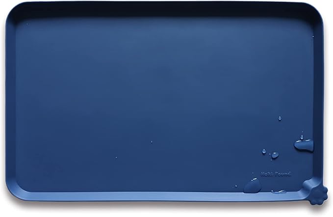 Hoki Found XX-Large Silicone Pet Feeding Mats - Non Slip Cat Dog Bowl Mats - Waterproof for Carpet - Dark Olive — 19" x 12"