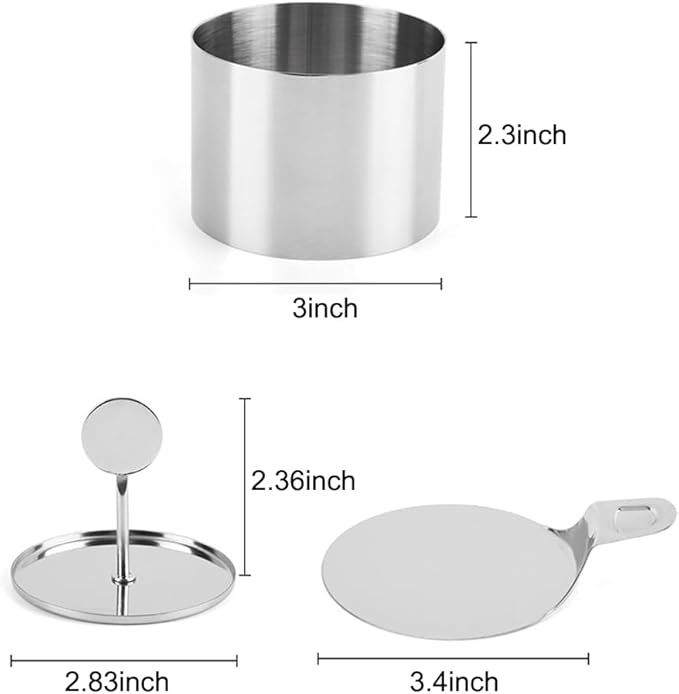 Round Cake Mold, Stainless Steel Mousse Tart Ring Cake Ring Tower Pie Cake Mold Baking Tools Including Pusher and Lifter Baking Accessories-8PCS, 2.9 x 2in