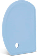 Silicone Dough Scraper with Stainless Steel Sheet, Curved Edge Flexible Bowl Scraper for Baking, Food Grade Silicone Bench Scraper for Sourdough Bread Proofing Basket, 5.98" × 4.3", Blue, SAPID