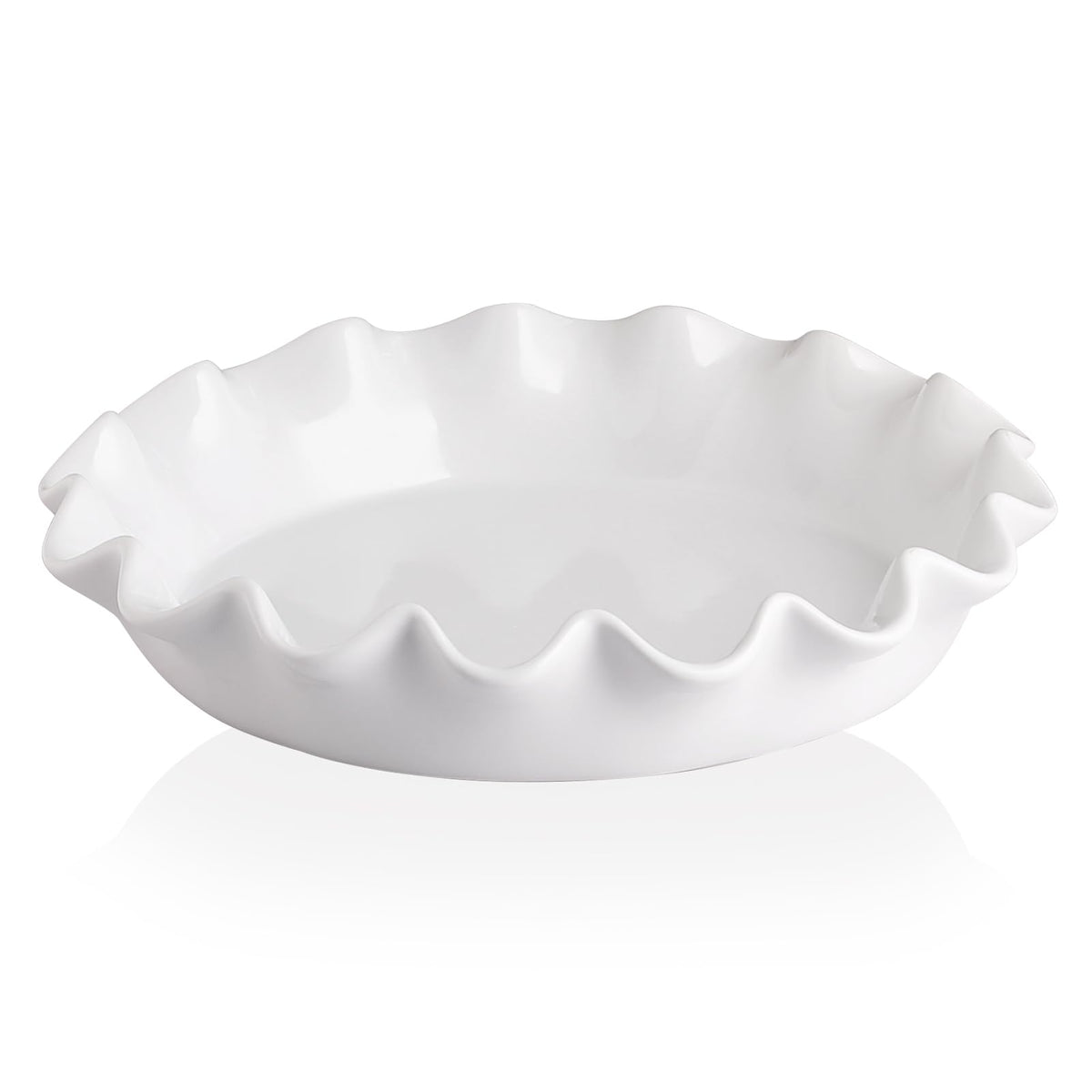 Sweejar Ceramic 11.5 Inches Pie Pan for Baking, Deep and Fluted Porcelain Round Pie Dish, Non-Stick Pie Plate for Pumpkin Pie, Apple Pie, Pie Pots with Morden Farmhouse Design(Turquoise)