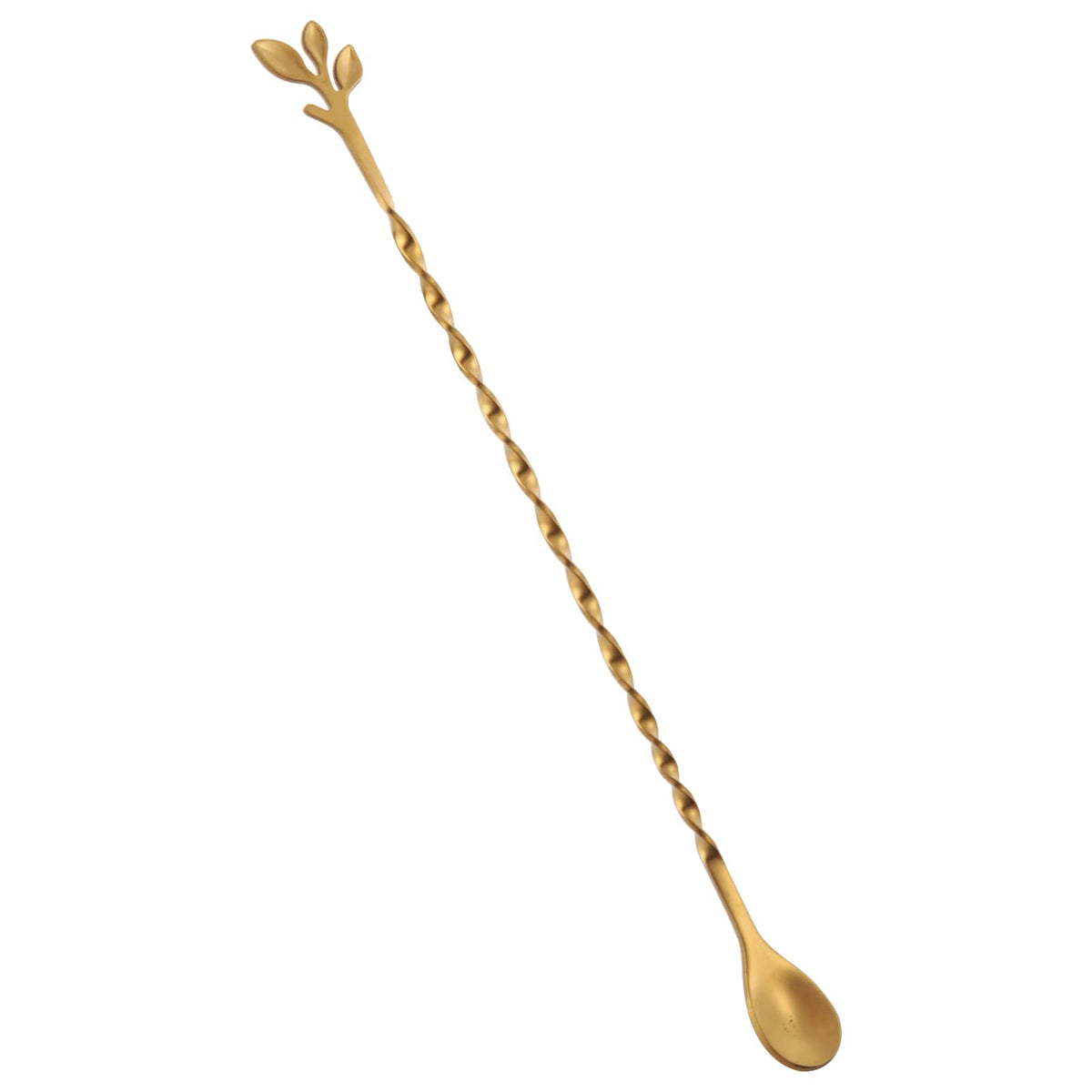 AnSaw Silver 10-Inch Stainless Steel Cocktail Spoon with Leaf Handle