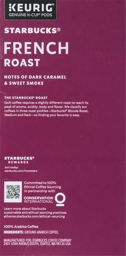 Starbucks Dark Roast K-Cup Coffee Pods — French Roast for Keurig Brewers — 1 box (32 pods) (Pack of 2)
