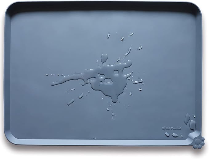 Hoki Found XX-Large Silicone Pet Feeding Mats - Non Slip Cat Dog Bowl Mats - Waterproof for Carpet - Dark Olive — 28" x 20"