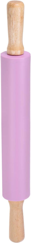 HARFINGTON Silicone Rolling Pins for Baking 16.93 Inch Non-Stick Silicone Surface Wooden Handle Rolling Pin Small Roller Playdough Rolling Pins for Fondant Kitchen Dough Pizza, Purple