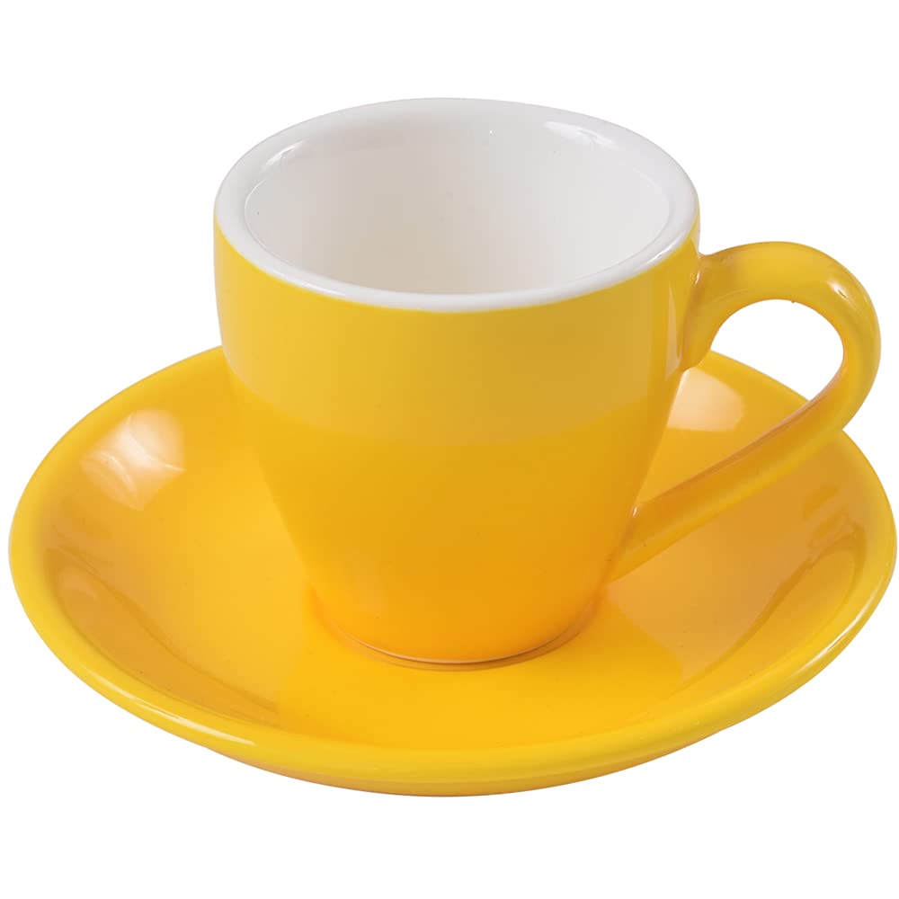 ionEgg Porcelain Espresso Cup with Saucer, Espresso shot Cup, 80ml/2.7Oz, Yellow