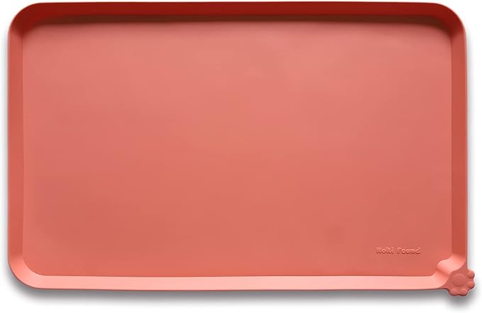 Hoki Found XX-Large Silicone Pet Feeding Mats - Non Slip Cat Dog Bowl Mats - Waterproof for Carpet - Dark Olive — 22" x 14"