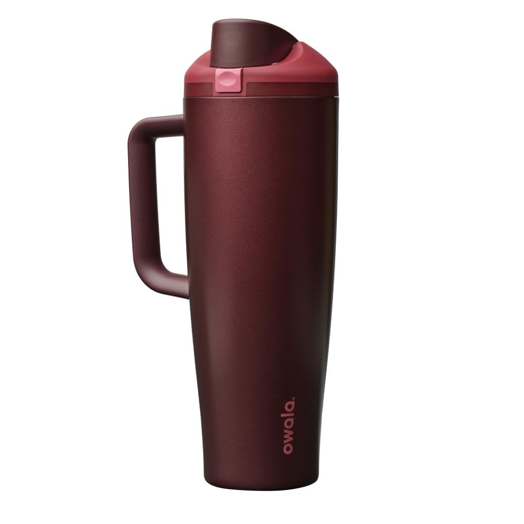 Owala FreeSip Tumbler Stainless Steel Water Bottle 40 oz Black Cherry