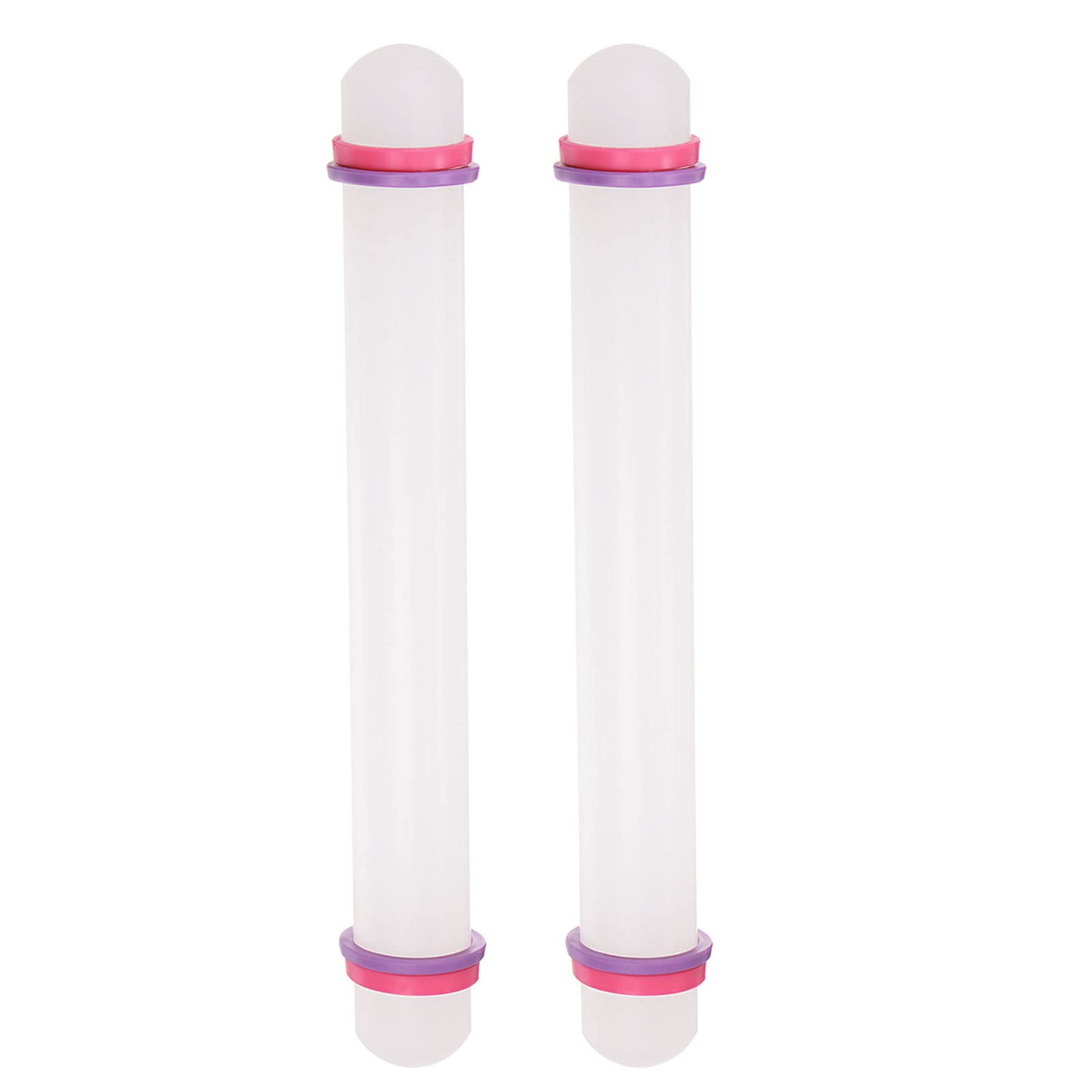 HARFINGTON 2pcs Fondant Rolling Pin 9 Inch x 0.98 Inch Adjustable Guide Rings Non-Stick PP Plastic Fondant Roller Dough Roller Kitchen Decorating Tools for Cookie Pastry Pizza Clay