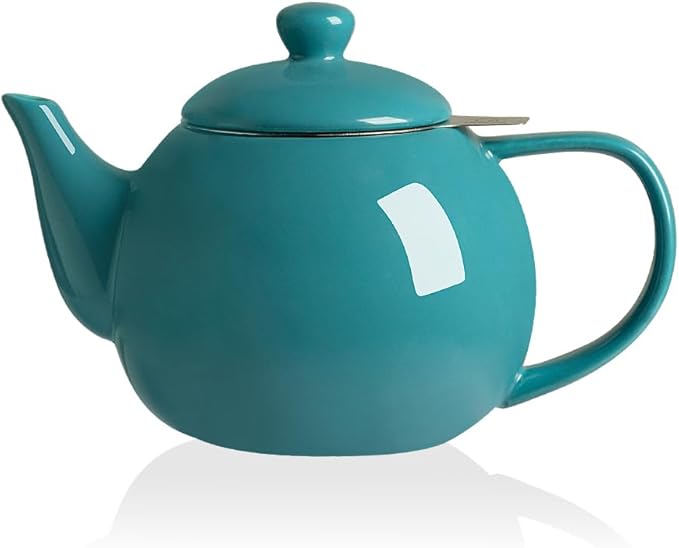 Sweejar Ceramic Tea Pots,30OZ Porcelain Teapot with Infuser(Red)