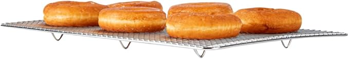 Restaurantware Met Lux 11.8 x 16.9 Inch Wire Baking Rack 1 Heavy-Duty Oven Wire Rack - Fits Half Size Sheet Pan Dishwashable Stainless Steel Cooling Rack Elevated Feet Oven-Ready Up To 575F