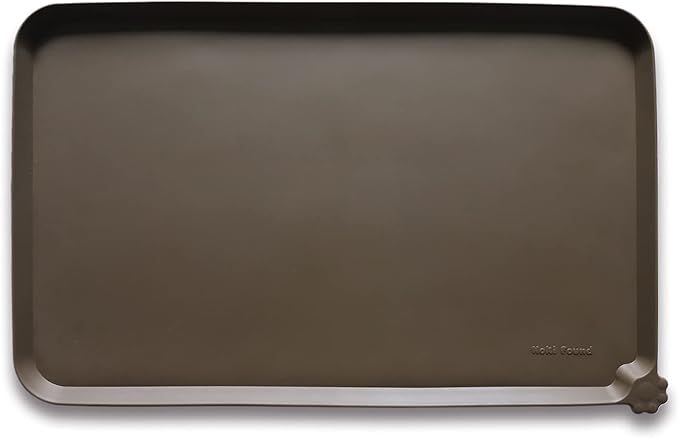Hoki Found XX-Large Silicone Pet Feeding Mats - Non Slip Cat Dog Bowl Mats - Waterproof for Carpet - Dark Olive — 24" x 16"