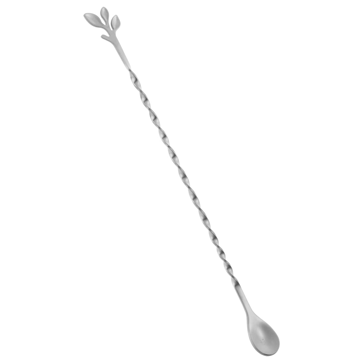 AnSaw Silver 10-Inch Stainless Steel Cocktail Spoon with Leaf Handle