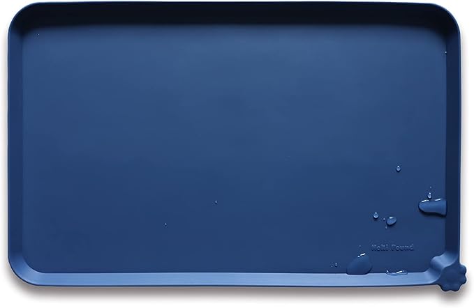 Hoki Found XX-Large Silicone Pet Feeding Mats - Non Slip Cat Dog Bowl Mats - Waterproof for Carpet - Dark Olive — 22" x 14"