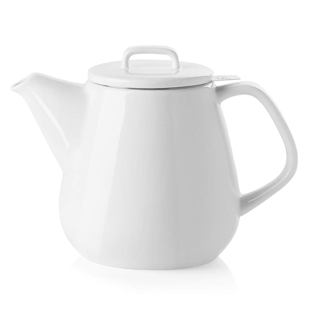 Sweejar 40oz Tea pot with Removable Stainless Steel Infuser,Dishwasher Safe Tea Pots for Loose Tea,Tea Pots with Infuser for Chrismas Women Gift (White)