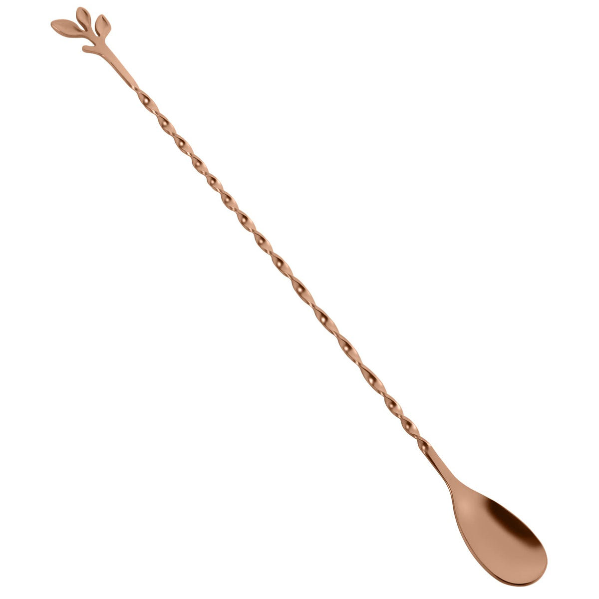 AnSaw Silver 10-Inch Stainless Steel Cocktail Spoon with Leaf Handle