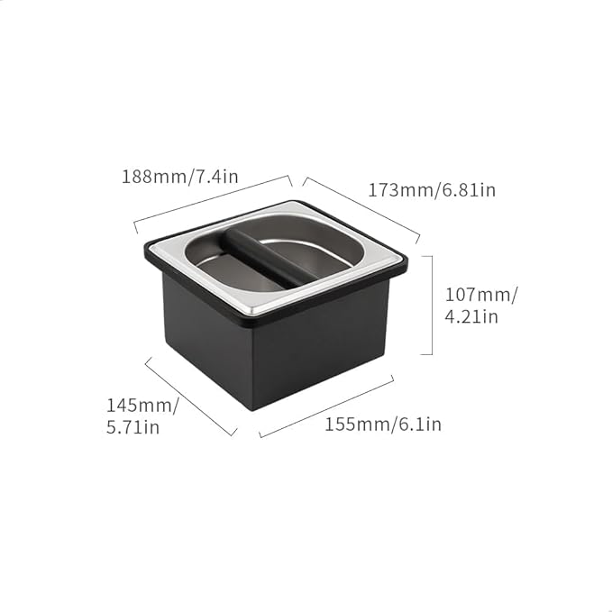 watchget Espresso Coffee Knock Box Durable Stainless Steel Dump Bin for Coffee Grounds with Removable Non-Slip Base Coffee Grounds Container for Home/Cafe, Small