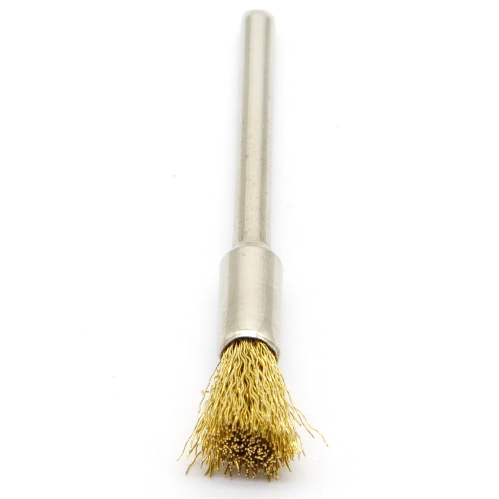 20PCS Brass Wire Brushes - Metal Rust Removal, Cleaning, and Polishing - 5mm Diameter, 1/8″ (3mm) Shaft - Removes Burrs, Dust, and Oxide Layer - Handles Rough Surfaces - Rotary Tool Accessories