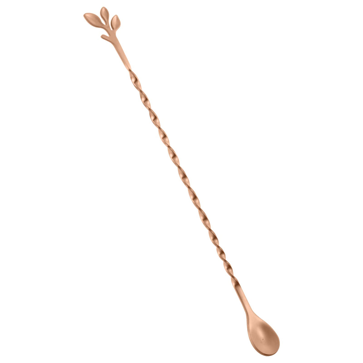 AnSaw Silver 10-Inch Stainless Steel Cocktail Spoon with Leaf Handle