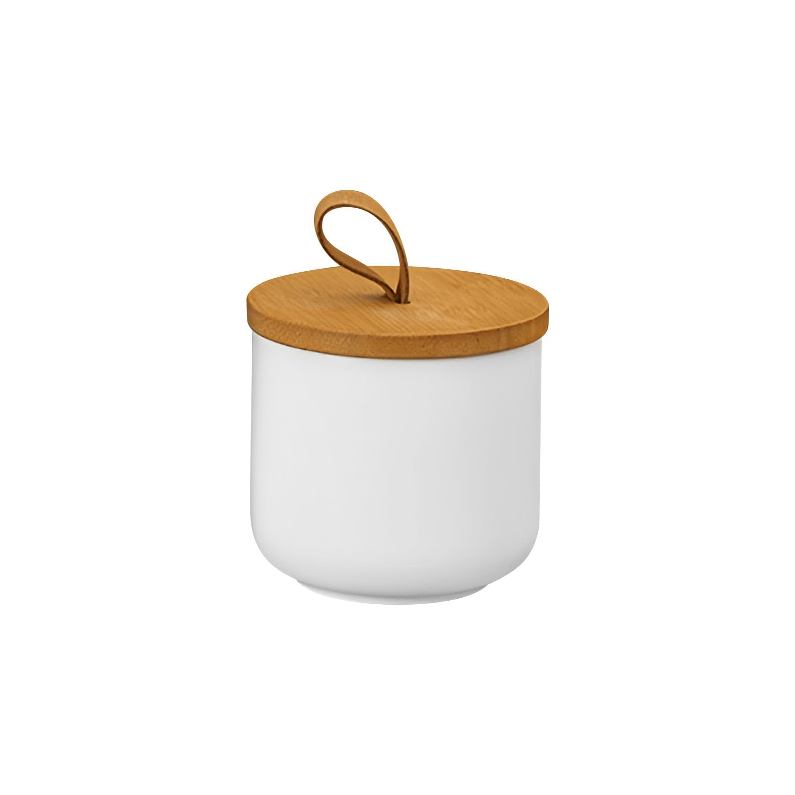 Jueison Ceramic Storage Jars, Modern Airtight Canisters with Wooden Lid (White trumpet)