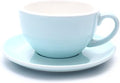 Double Espresso Coffee Cup and Saucer Free Pour Coffee or Small Cappuccino, New Bone China for Coffee Shop and Barista (Glossy Light Blue, 5 oz)