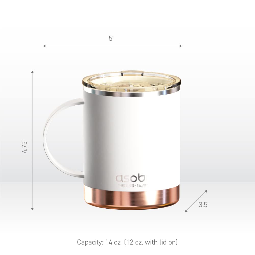 asobu Ultimate Ceramic Travel Mug, 12oz Insulated Stainless Steel Coffee Cup with Handle & Splash-Resistant Lid, Ceramic Lined for Pure Taste, BPA-Free, Double-Wall Vacuum for Hot Drinks