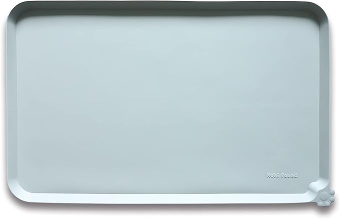 Hoki Found XX-Large Silicone Pet Feeding Mats - Non Slip Cat Dog Bowl Mats - Waterproof for Carpet - Dark Olive — 28" x 20"