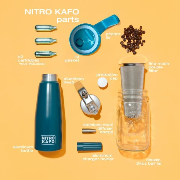 Premium 0.5L Nitro Coffee Maker, Aluminum Nitro Cold Brew Coffee Maker with Special Nitro Diffuser Nozzle & Cold Brew Pitcher for Making Nitro Cold Brew, 1 Pint/0.5L