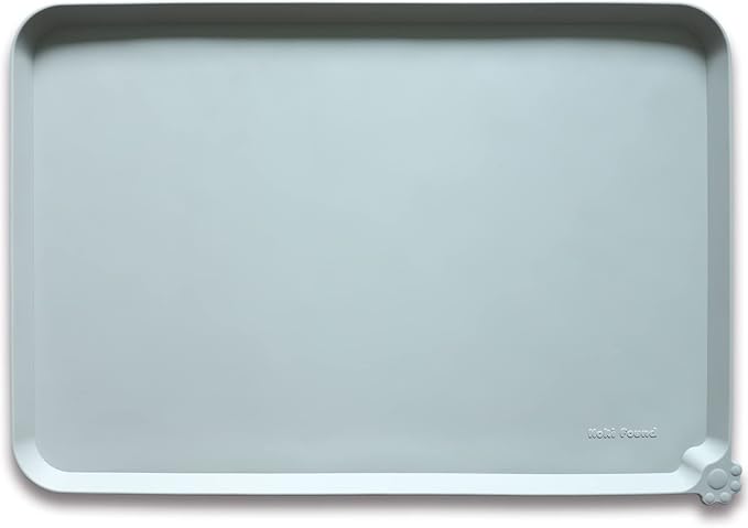 Hoki Found XX-Large Silicone Pet Feeding Mats - Non Slip Cat Dog Bowl Mats - Waterproof for Carpet - Dark Olive — 28" x 26"