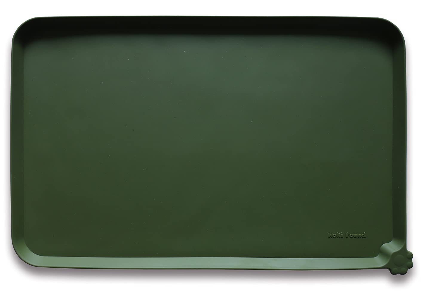 Hoki Found XX-Large Silicone Pet Feeding Mats - Non Slip Cat Dog Bowl Mats - Waterproof for Carpet - Dark Olive — 28"L x 28"W