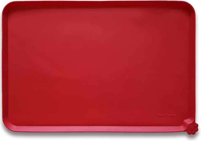 Hoki Found XX-Large Silicone Pet Feeding Mats - Non Slip Cat Dog Bowl Mats - Waterproof for Carpet - Dark Olive — 28" x 20"
